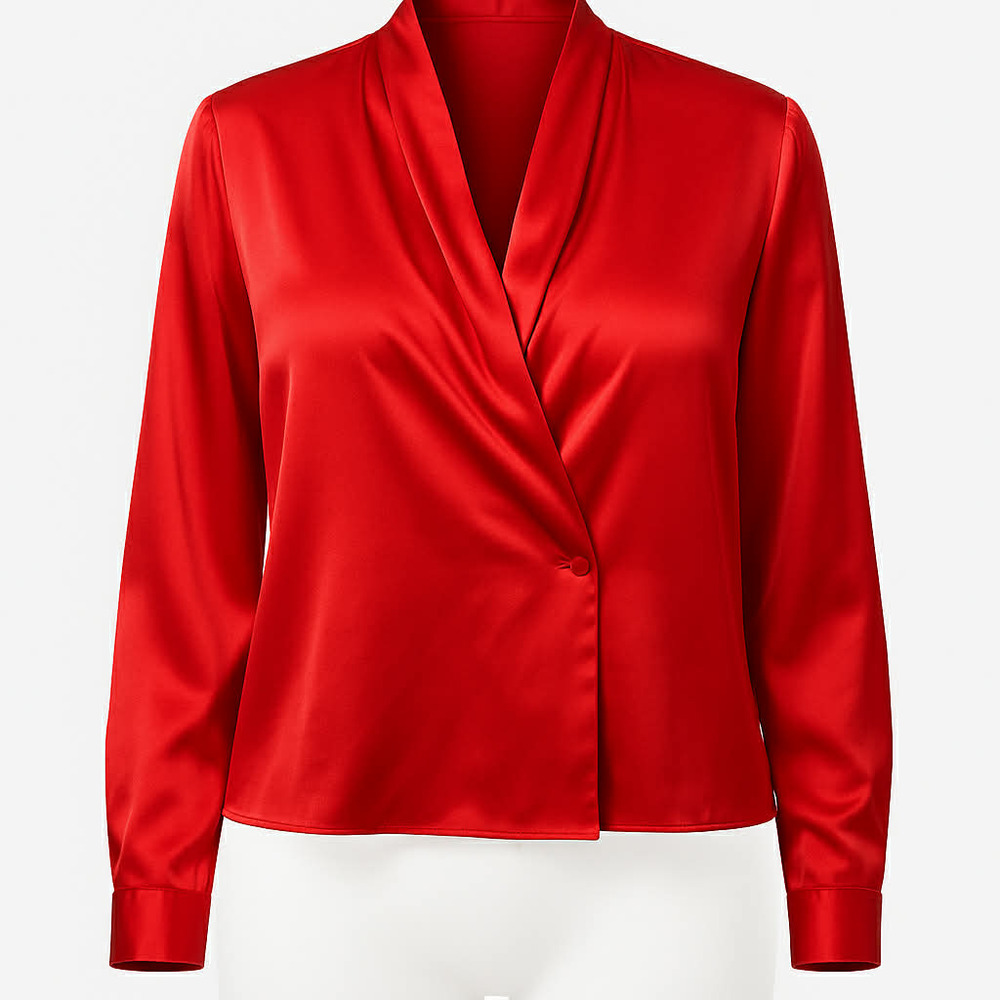 1980's Vintage  Red Long Sleeve Top Gorgeous Bright Red Size 8